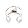 Clear Cubic Zirconia Initial Letter Open Cuff Ring RJEW-A012-01P-E-2