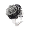 Glitter Powder Rose Resin Finger Rings RJEW-JR00731-03-4