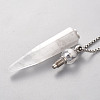 Natural Quartz Crystal Openable Perfume Bottle Pendant Necklaces NJEW-H216-05P-3