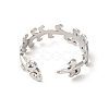 304 Stainless Steel Leafy Branch Open Cuff Ring for Women RJEW-E063-21P-3