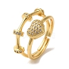 Adjustable Brass Micro Pave Cubic Zirconia Rings for Women RJEW-G325-03G-2