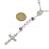 Glass Pearl Rosary Bead Necklace NJEW-TA00082-03-4
