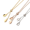 Teardrop PVD Vacuum Plating 304 Stainless Steel Lariat Necklaces NJEW-G125-08-1