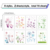 16 Sheets 8 Styles PVC Waterproof Wall Stickers DIY-WH0345-022-2