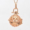 Filigree Brass Round Cage Ball Cage Pendants KK-L095-01RG-NR-1