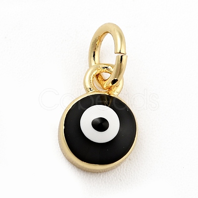 Rack Plating Brass Enamel Charms KK-G387-08G-1