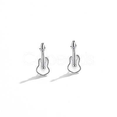 Anti-Tarnish Rhodium Plated Sterling Silver Stud Earrings EJEW-BB67164-P-1