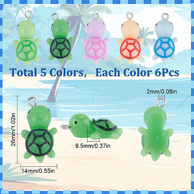 SUNNYCLUE 30Pcs 5 Colors Opaque Resin Pendants RESI-SC0002-74-1