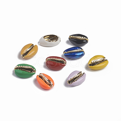 Electroplated Cowrie Shell Beads X-BSHE-G026-03-1