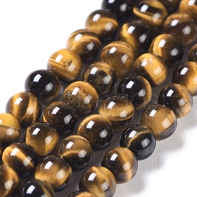 Natural Tiger Eye Round Bead Strands G-L411-07-4mm-1