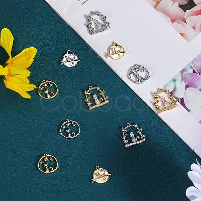 12Pcs 6 Styles Brass Micro Pave Cubic Zirconia Pendants KK-SZ0002-43-1