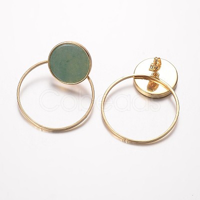 Natural Green Aventurine Ear Studs EJEW-G146-C02-1