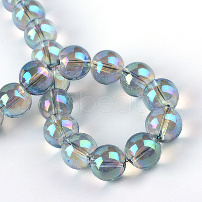 Electroplate Glass Beads Strands X-EGLA-Q062-8mm-A01-1