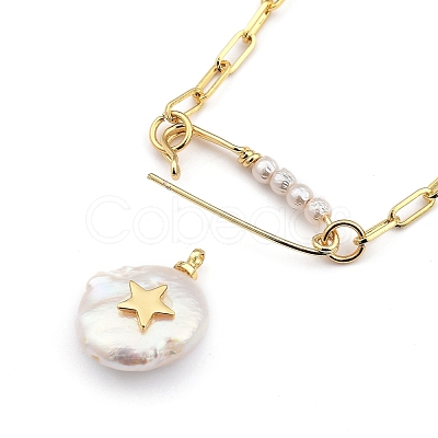 Natural Pearl Pendant Necklaces NJEW-JN03017-01-1