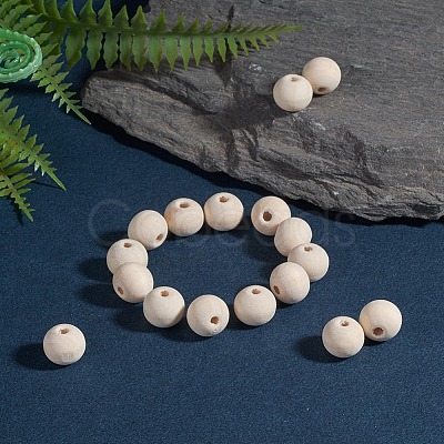 Natural Unfinished Wood Beads WOOD-S651-12mm-LF-1