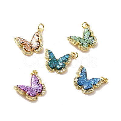 Rack Plating Brass Micro Pave Cubic Zirconia Pendants KK-M230-40G-1