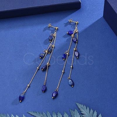 Natural Gemstone Dangle Stud Earring EJEW-JE04122-1