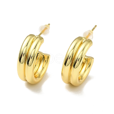 Brass C-shape Stud Earrings EJEW-A070-17G-1