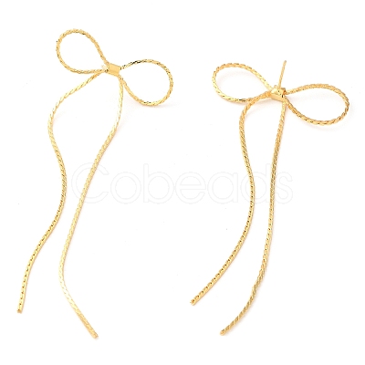 Brass Bowknot Stud Earrings KK-Z033-29G-1