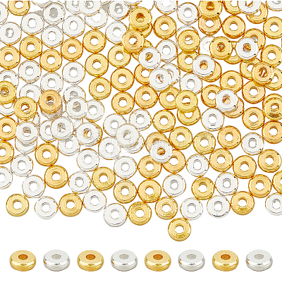 DICOSMETIC 200Pcs 2 Colors Flat Round Brass Spacer Beads KK-DC0003-64-1