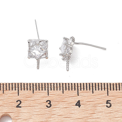 Brass Micro Pave Cubic Zirconia Studs Earrings Fiinding KK-K360-29P-1