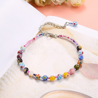 Handmade Glass Beads Anklets AJEW-SZ0001-81-1