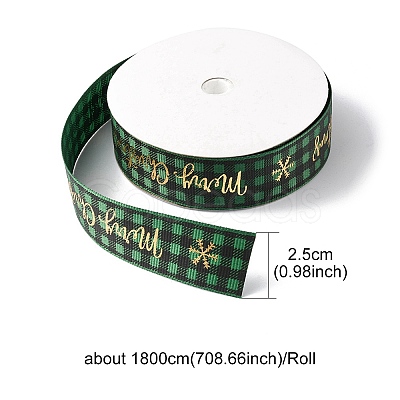 1 Roll Merry Christmas Printed Polyester Grosgrain Ribbons OCOR-YW0001-05A-1