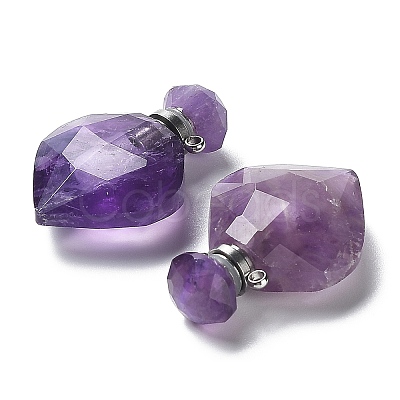 Natural Amethyst Perfume Bottle Pendants G-D058-11P-07-1