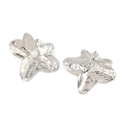 Flower Iron Stud Earrings EJEW-L096-007P-1