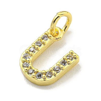 Letter Brass Micro Pave Clear Cubic Zirconia Pendants KK-K354-06G-U-1