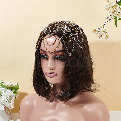 WADORN 1Pc Rhinestone Mesh Headpiece Cap OHAR-WR0001-03G-1