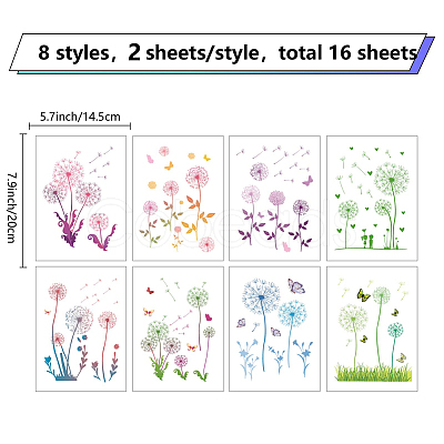 16 Sheets 8 Styles PVC Waterproof Wall Stickers DIY-WH0345-022-1