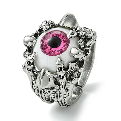 Evil Eye Alloy Acrylic Adjustable Rings RJEW-K275-51AS-02-1