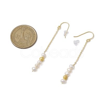 Natural Pearl Dangle Earrings EJEW-P286-42G-1