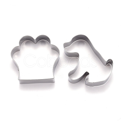 Non-Tarnish Stainless Steel Mixed Cat and Dog Pattern Cookie Candy Food Cutters Molds DIY-H142-10P-1