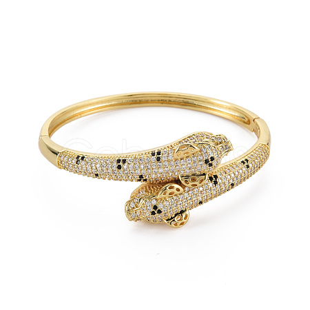 Brass Micro Pave Cubic Zirconia Snake Bangles for Women BJEW-Q700-006-NF-1