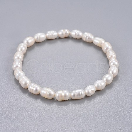 Natural Pearl Beads Stretch Bracelets BJEW-JB04265-01-1