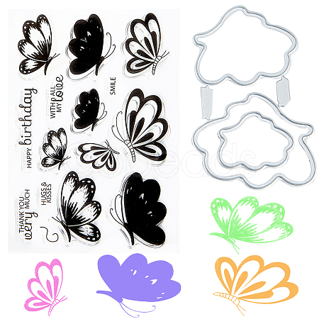 CRASPIRE 1Pc Butterfly Clear Silicone Stamps DIY-CP0009-56-1