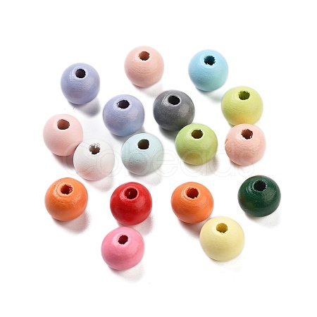 Natural Spray Painted Wood Beads WOOD-M015-02-1