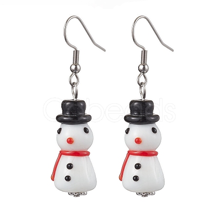 Christmas Theme Glass Dangle Earrings EJEW-TA00475-02-1