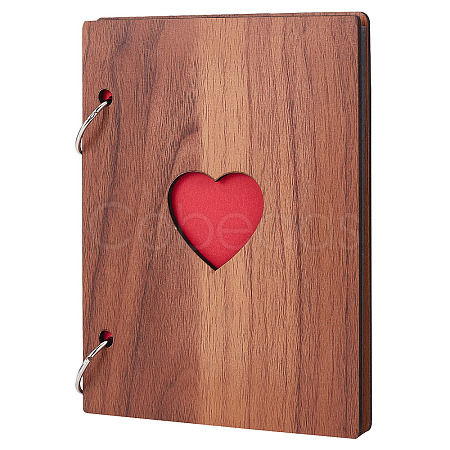 6 Inch Hollow Heart Wooden Cover Loose-leaf Scrapbooking Photo Album DIY-WH0401-37-1