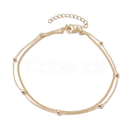 Brass Double Layer Chain Anklets AJEW-AN00604-1