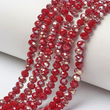 Electroplate Opaque Solid Color Glass Beads Strands EGLA-A034-P6mm-K02-1