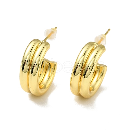 Brass C-shape Stud Earrings EJEW-A070-17G-1