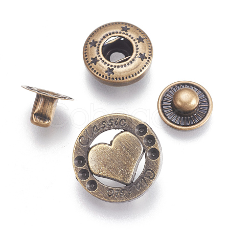 Alloy Snap Button BUTT-WH0006-02AB-1