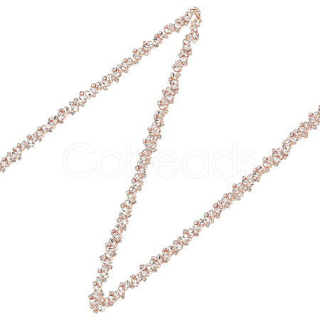 Fingerinspire 1 Yard Crystal Hotfix Rhinestone Bridal Belt Trim Chain DIY-FG0004-44B-1