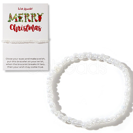 Christmas Theme Glass Seed Beads Stretch Bracelets QO0041-1-1