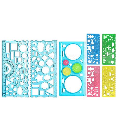 Multifunctional Plastic Geometric Drawing Ruler Set OFST-PW0005-01C-1