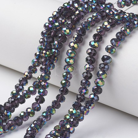 Electroplate Transparent Glass Beads Strands EGLA-A034-T8mm-Q09-1