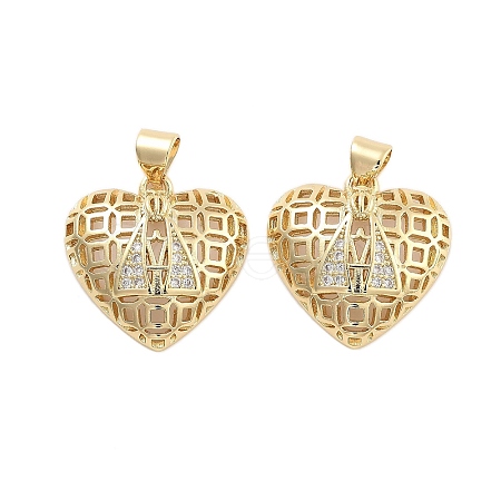 Brass Pave Clear Cubic Zirconia Pendants KK-U009-05F-G-1